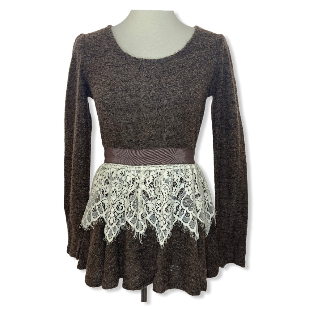 Altard State Boucle Sweater with Lace